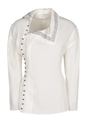 Rabanne long-sleeve studded collar blouse - White
