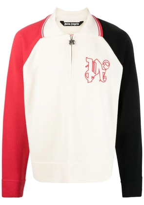 Palm Angels Racing logo knitted polo shirt - White