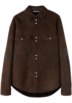 Palm Angels Palms studded leather shirt - Brown