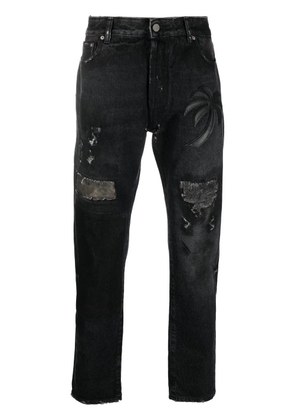 Palm Angels palm tree-patch straight-leg jeans - Black
