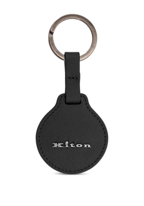 Kiton leather circular keyring - Black