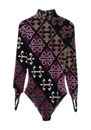 Burc Akyol geometric-print velvet bodysuit - Blue