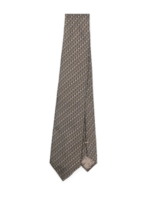 Emporio Armani patterned-jacquard silk tie - Brown