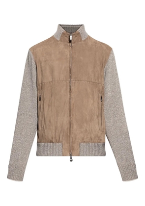 Paul & Shark suede wool-paneled bomber jacket - Neutrals
