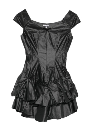 Judy Turner Oli V-neck ruffled mini dress - Black
