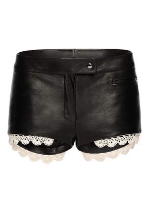 Magda Butrym leather lace-trimmed shorts - Black