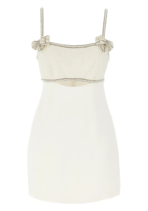 Self-Portrait rhinestone-embellished dress - White