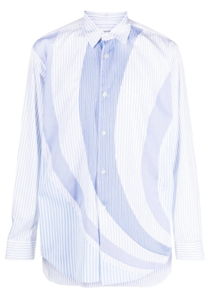 Comme Des Garçons Shirt striped panelled long-sleeve shirt - Blue