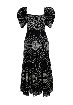 Charo Ruiz Ibiza puff-sleeve embroidered dress - Black