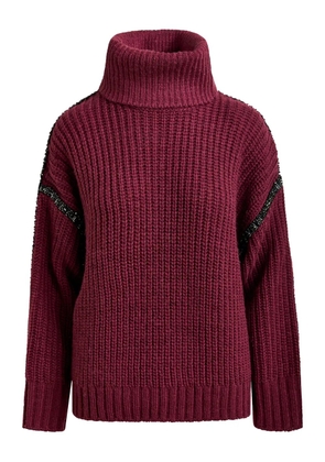 Essentiel Antwerp ribbed-knit crystal-embellishment sweater - Red