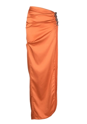 GCDS slit-detail satin maxi skirt - Orange