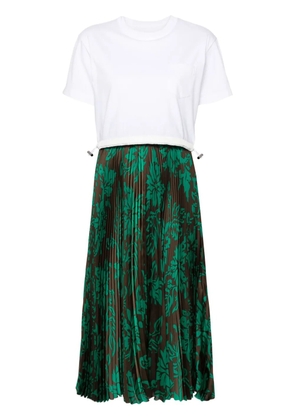 sacai floral-print pleated maxi dress - White