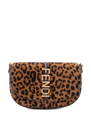 FENDI leopard chain tote bag - Brown