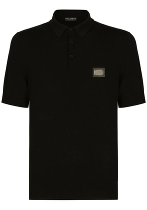 Dolce & Gabbana logo-tag virgin-wool polo shirt - Black