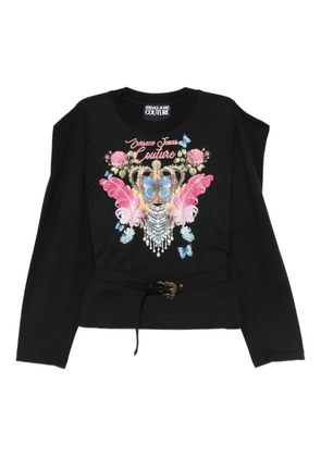 Versace Jeans Couture crown-embellished long-sleeve top - Black