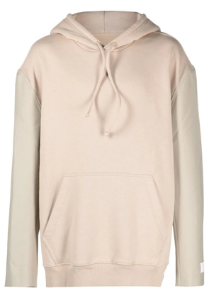 MM6 Maison Margiela logo-appliqué contrast-sleeve hoodie - Neutrals