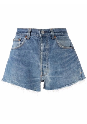 RE/DONE raw-edge denim shorts - Blue