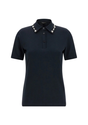 Fabiana Filippi crystal-embellished polo top - Blue