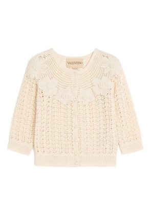 Valentino Garavani embroidered crochet-flower cardigan - Neutrals