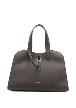 Giorgio Armani grained leather clasp tote bag - Brown