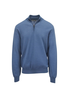 Canali textured zip sweater - Blue