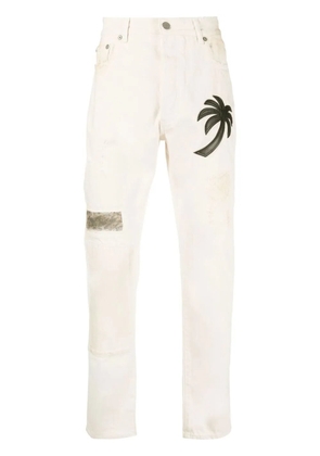 Palm Angels palm tree-patch straight-leg jeans - Neutrals