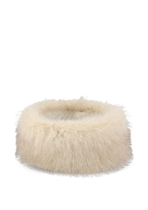 Valentino Garavani faux-fur logo-plaque hat - Neutrals