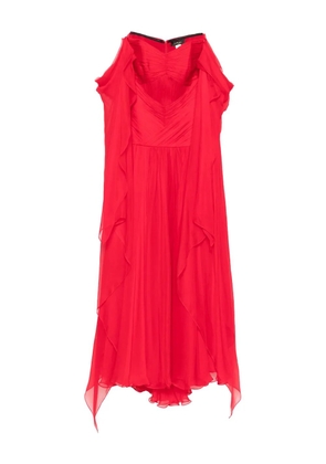 M.Marquise Monica pleated ruffled dress - Red