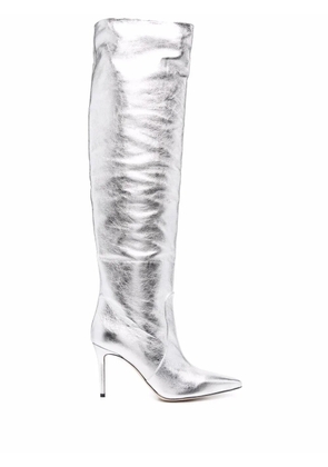 Scarosso x Brian Atwood Carra metallic-effect boots - Grey