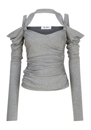 The Attico off-shoulder draped top - Grey