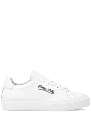 Philipp Plein lace-up leather trainers - White