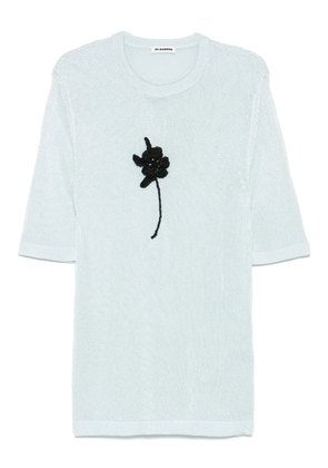 Jil Sander crochet-flower knit T-shirt - Blue