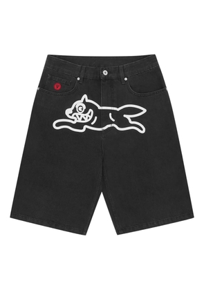 ICECREAM dog-print denim shorts - Black