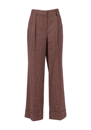 Lorena Antoniazzi pleated herringbone trousers - Brown