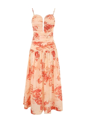 ZIMMERMANN Cascadian floral-print midi dress - Orange