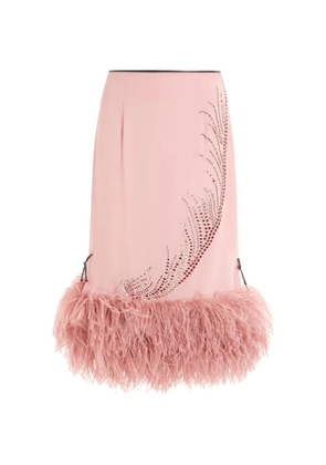 16Arlington Merrow feather embellished midi skirt - Pink