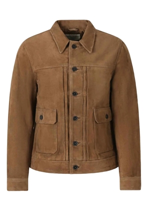 Officine Generale button-fastening suede jacket - Brown