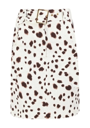 Rowen Rose dalmatian-pattern belted skirt - White