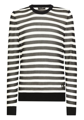 Dolce & Gabbana logo-embroidered striped jumper - Blue