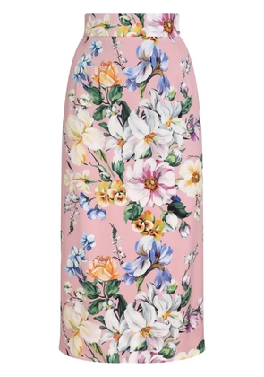 Dolce & Gabbana floral-print midi skirt - Pink