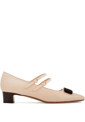 Ferragamo Vara Bow two-strap block-heel pumps - Neutrals