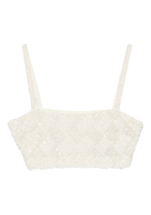 P.A.R.O.S.H. Geometric sequin embellished top - White