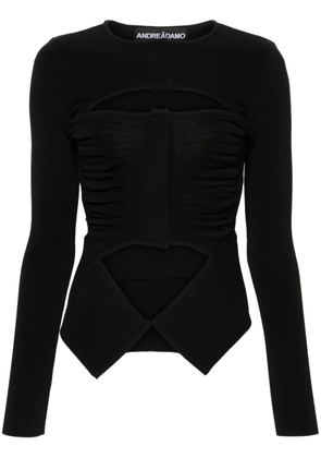 ANDREĀDAMO Xray cut-out ruched cardigan - Black