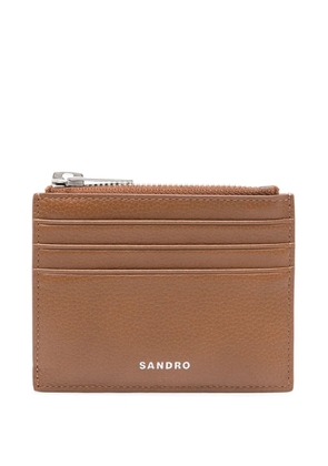 SANDRO zip-top leather cardholder - Brown