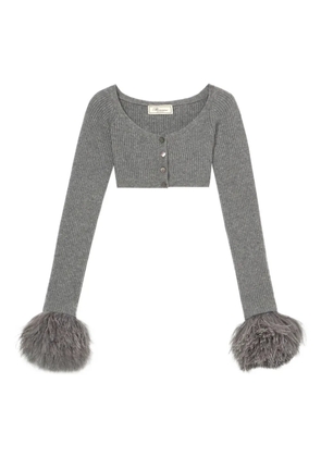 Blumarine cropped ribbed cardigan - Grey