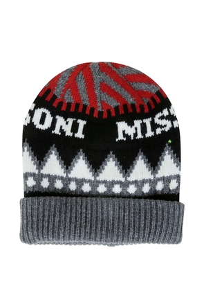 Missoni logo-intarsia patterned beanie - Black