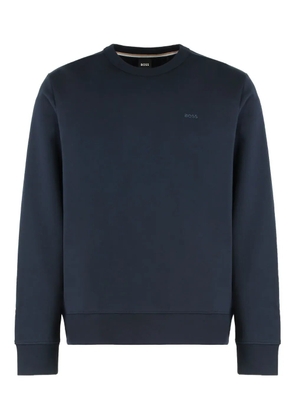BOSS logo-embroidered cotton sweatshirt - Blue