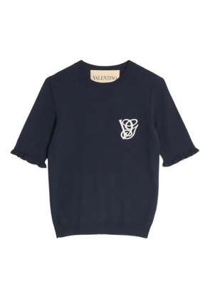 Valentino Garavani embroidered wool top - Blue