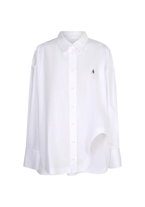 The Attico embroidered-logo cotton shirt - White