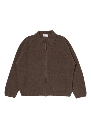 Universal Works zip-front ribbed cardigan - Brown